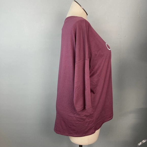 𝅺calvin Klein Performance Cabernet Logo Stretch 3/4 Sleeve Dolman Top Plus 1X - Picture 2 of 12